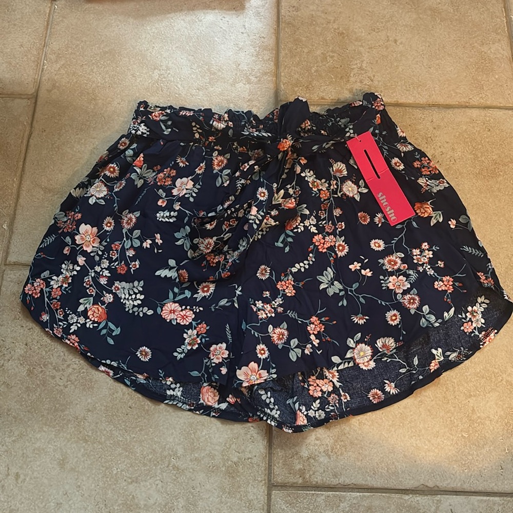Blue floral shorts